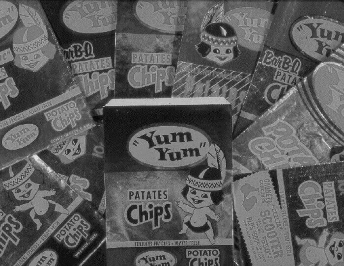 Original packaging of Yum Yum chips in 1959