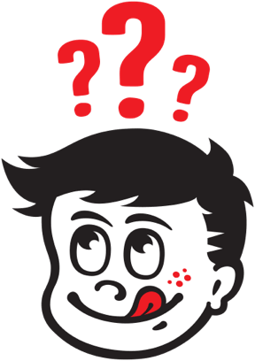 Krispy Kernel logo and question marks